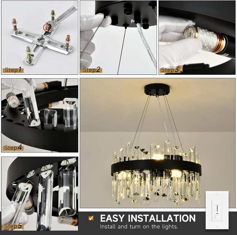 Modern Crystal Chandelier Round Pendant Lamp