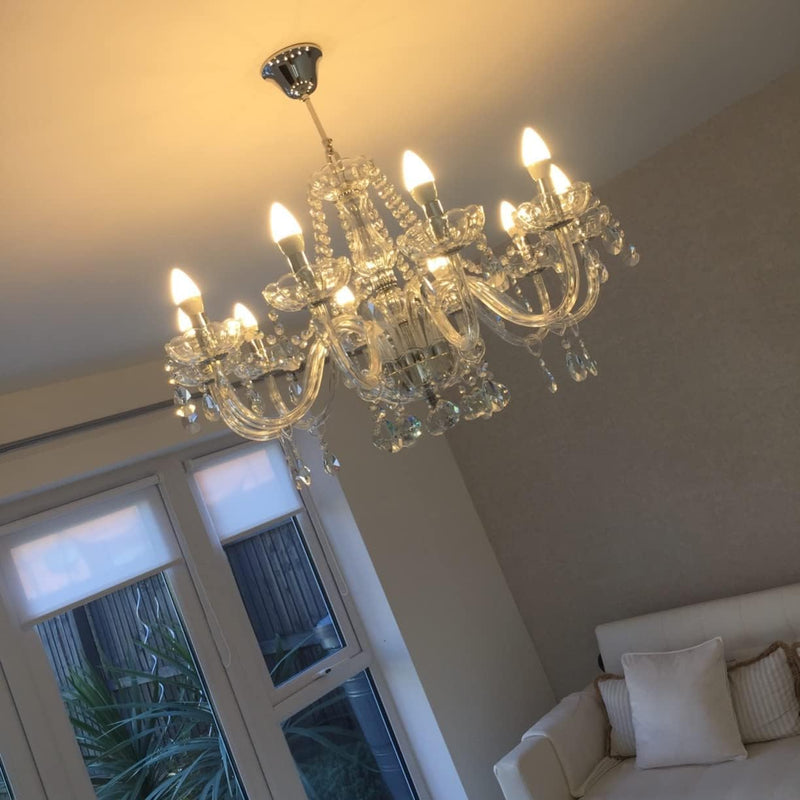 Modern Crystal Chandelier with 10-Lights Clear K9 Droplet