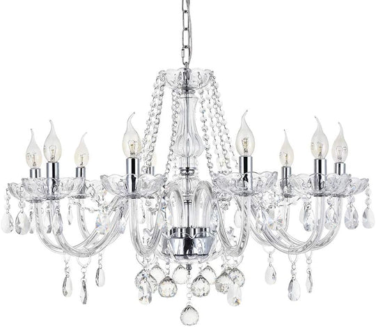 Modern Crystal Chandelier with 10-Lights Clear K9 Droplet