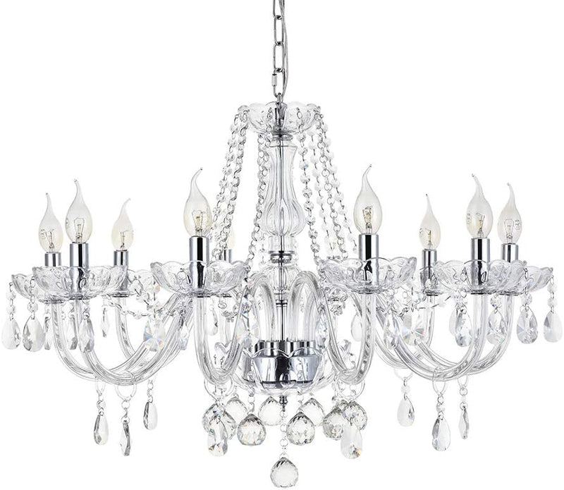 Modern Crystal Chandelier with 10-Lights Clear K9 Droplet