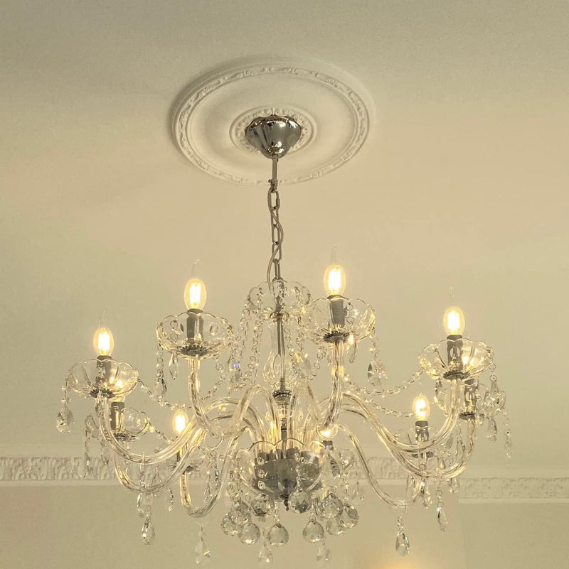 Modern Crystal Chandelier with 10-Lights Clear K9 Droplet