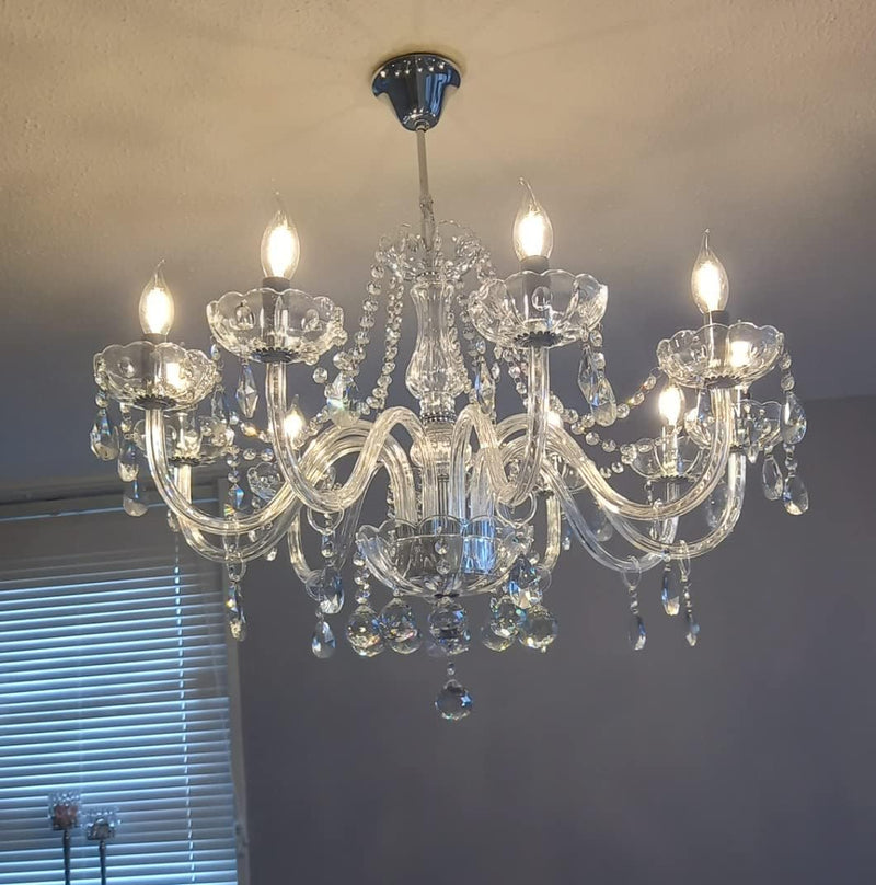 Modern Crystal Chandelier with 10-Lights Clear K9 Droplet