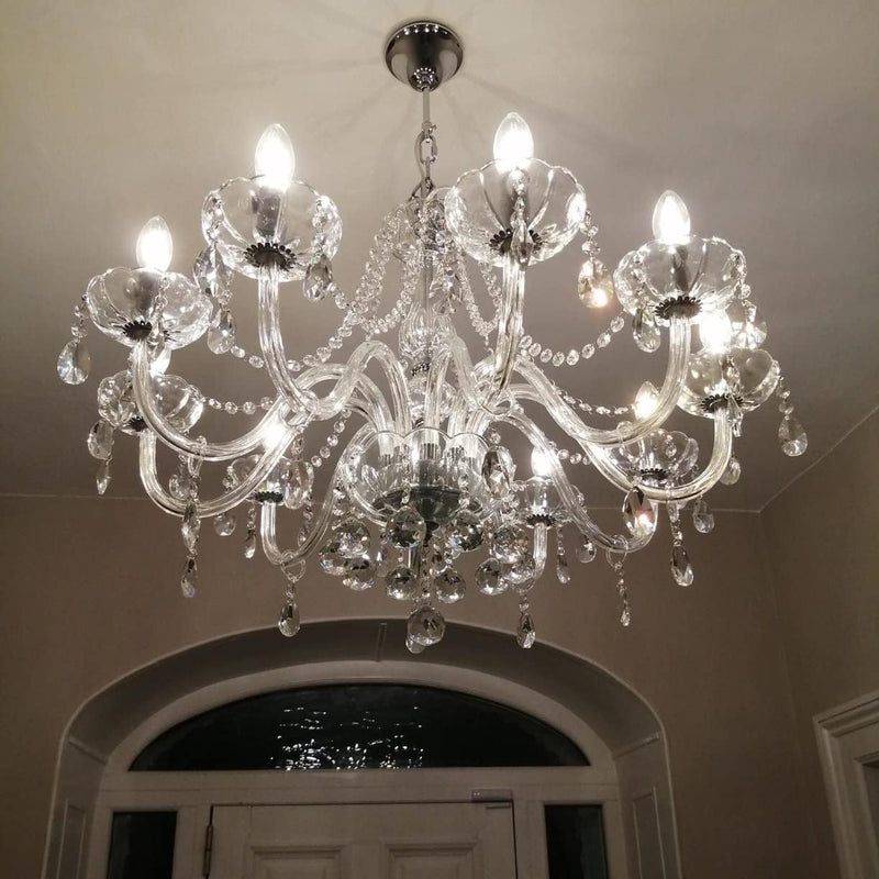 Modern Crystal Chandelier with 10-Lights Clear K9 Droplet