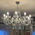 Modern Crystal Chandelier with 10-Lights Clear K9 Droplet
