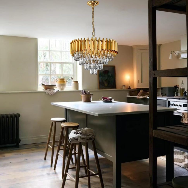 Modern Crystal Chandeliers 4-Tier K9 Round Light Fixture