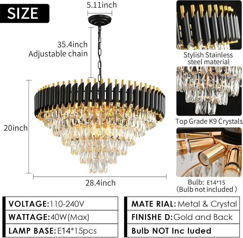 Modern Crystal Chandeliers 4-Tier K9 Round Light Fixture