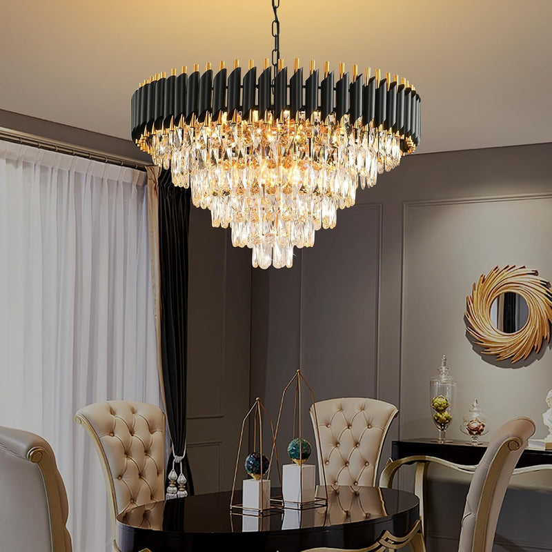 Modern Crystal Chandeliers 4-Tier K9 Round Light Fixture