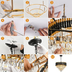 Modern Crystal Chandeliers 4-Tier K9 Round Light Fixture