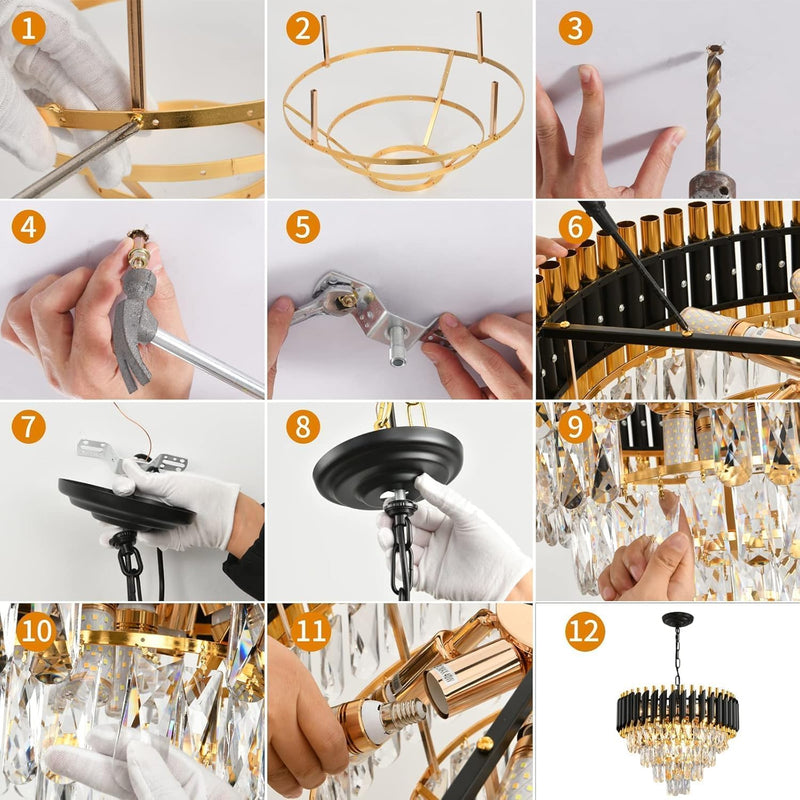 Modern Crystal Chandeliers 4-Tier K9 Round Light Fixture