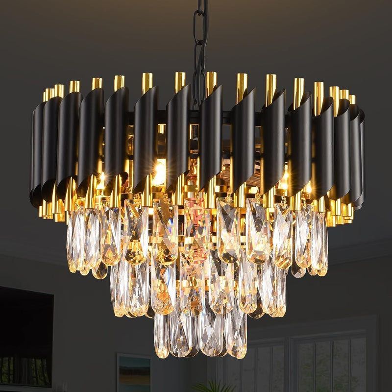 Modern Crystal Chandeliers 4-Tier K9 Round Light Fixture