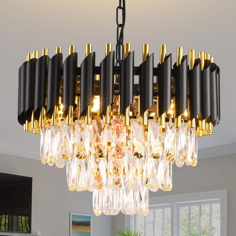 Modern Crystal Chandeliers 4-Tier K9 Round Light Fixture