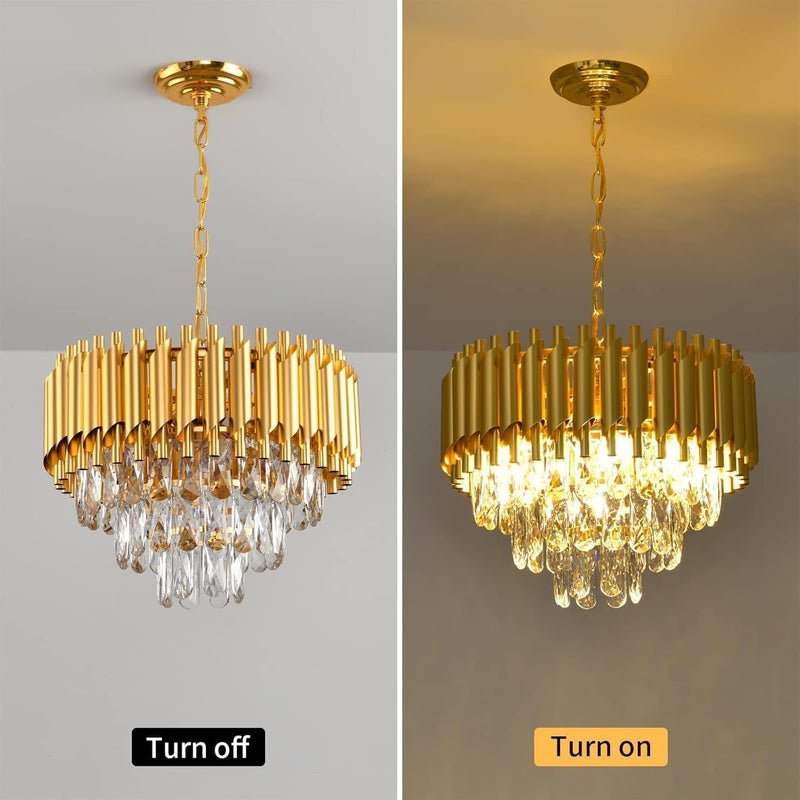 Modern Crystal Chandeliers 4-Tier K9 Round Light Fixture