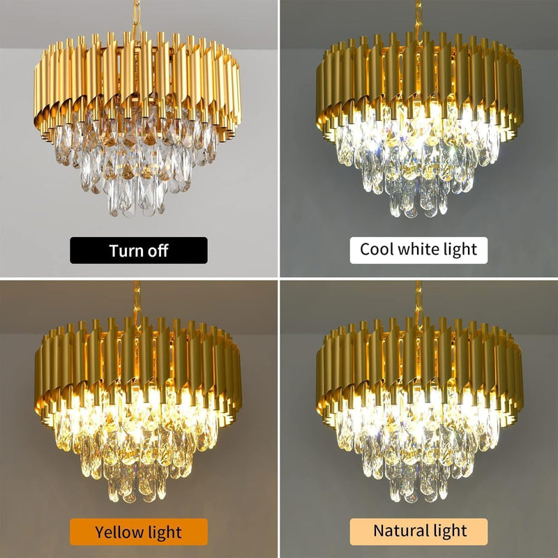 Modern Crystal Chandeliers 4-Tier K9 Round Light Fixture