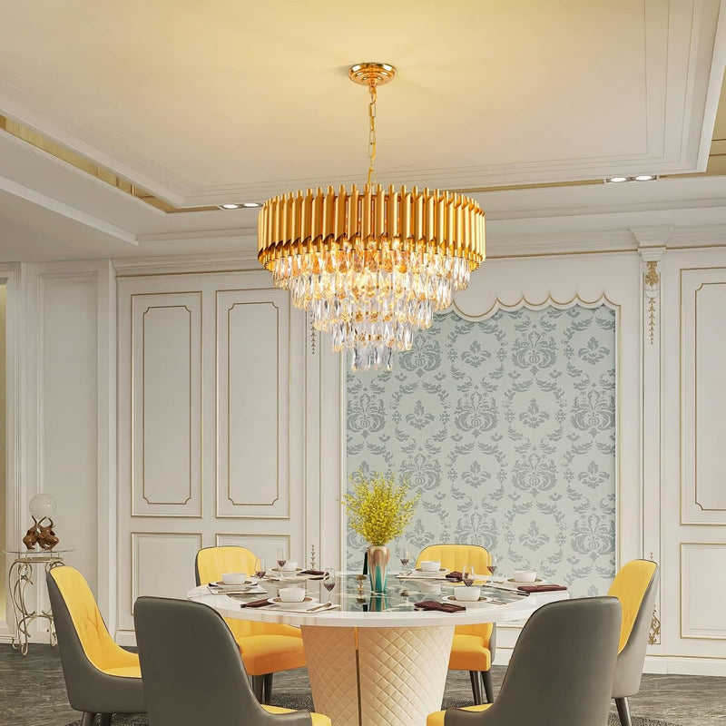 Modern Crystal Chandeliers 4-Tier K9 Round Light Fixture