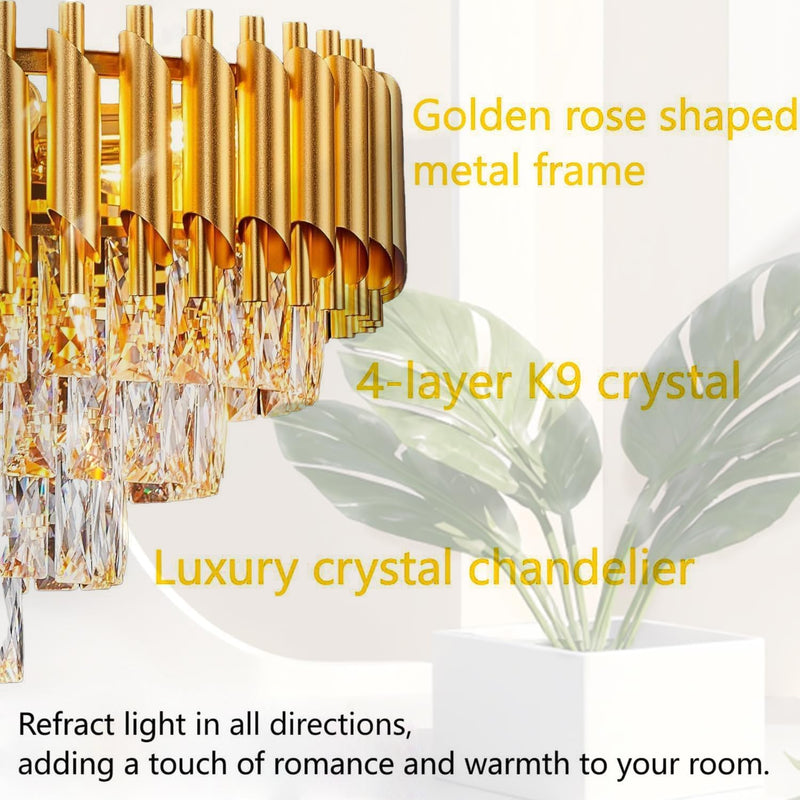 Modern Crystal Chandeliers 4-Tier K9 Round Light Fixture