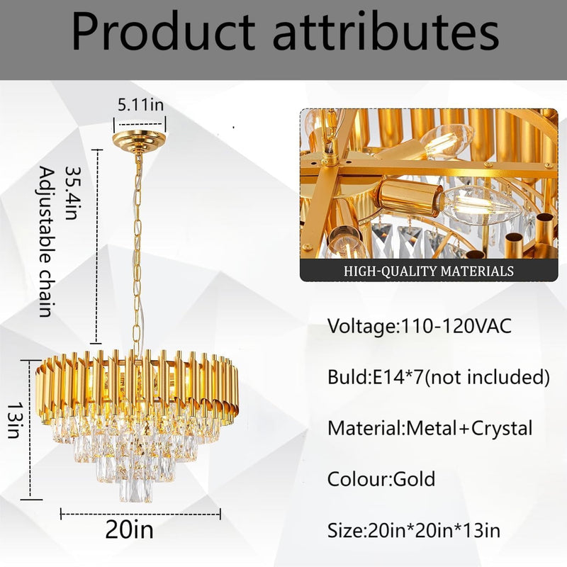 Modern Crystal Chandeliers 4-Tier K9 Round Light Fixture