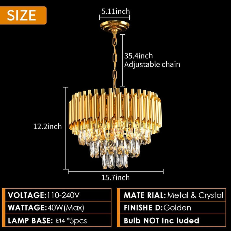 Modern Crystal Chandeliers 4-Tier K9 Round Light Fixture
