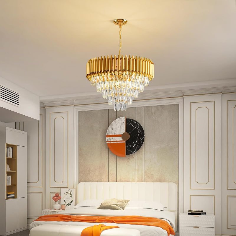 Modern Crystal Chandeliers 4-Tier K9 Round Light Fixture