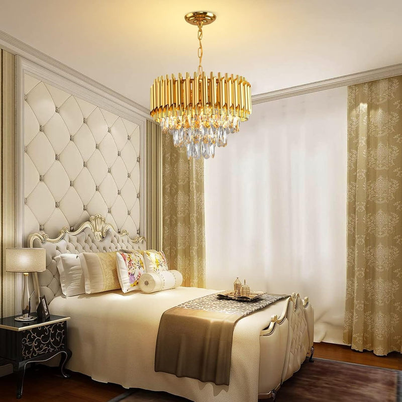 Modern Crystal Chandeliers 4-Tier K9 Round Light Fixture