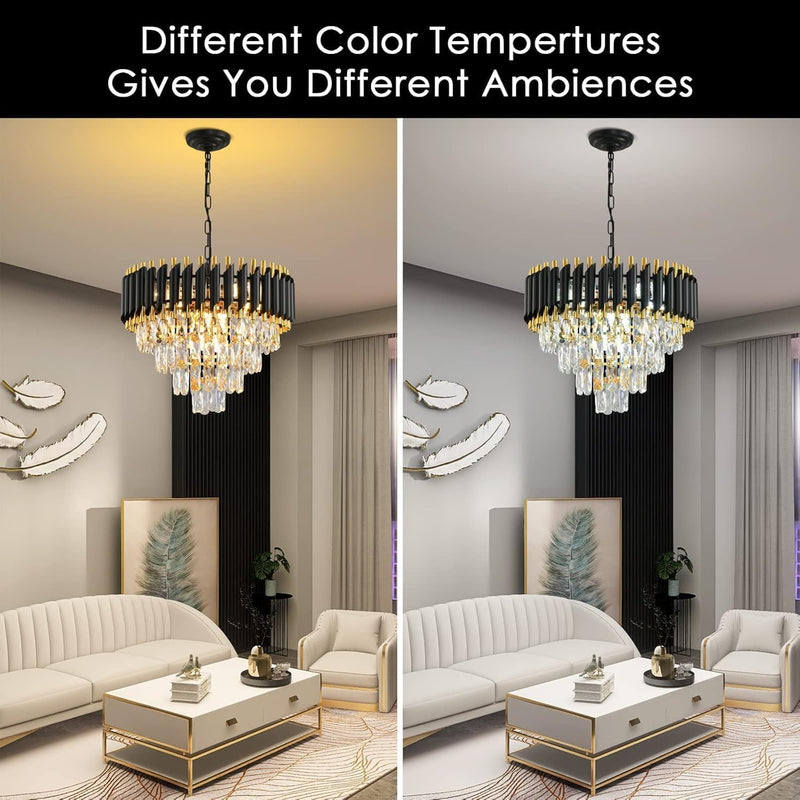 Modern Crystal Chandeliers 4-Tier K9 Round Light Fixture