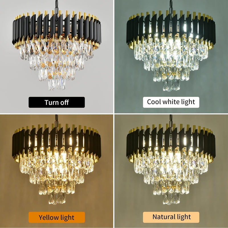 Modern Crystal Chandeliers 4-Tier K9 Round Light Fixture