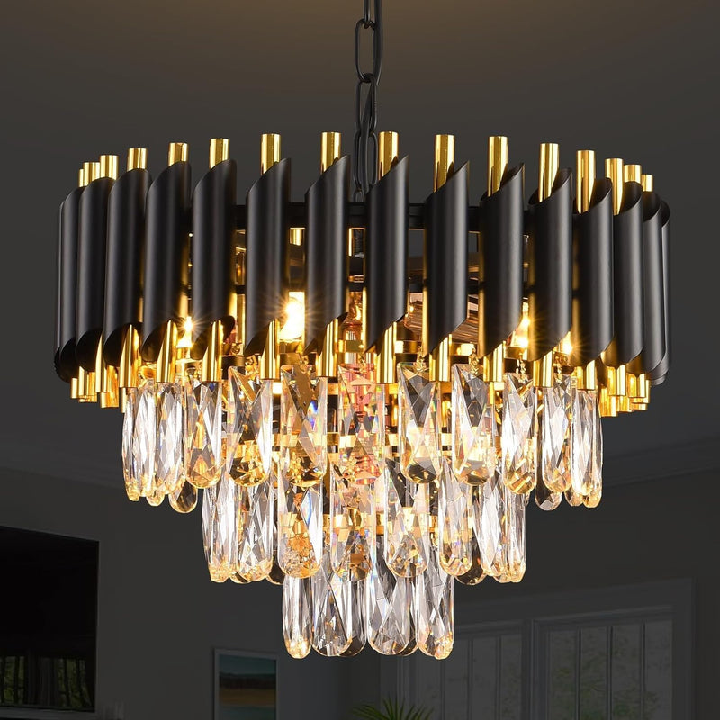 Modern Crystal Chandeliers 4-Tier K9 Round Light Fixture