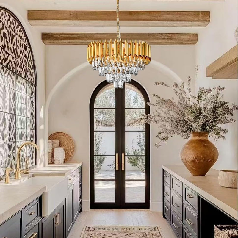 Modern Crystal Chandeliers 4-Tier K9 Round Light Fixture