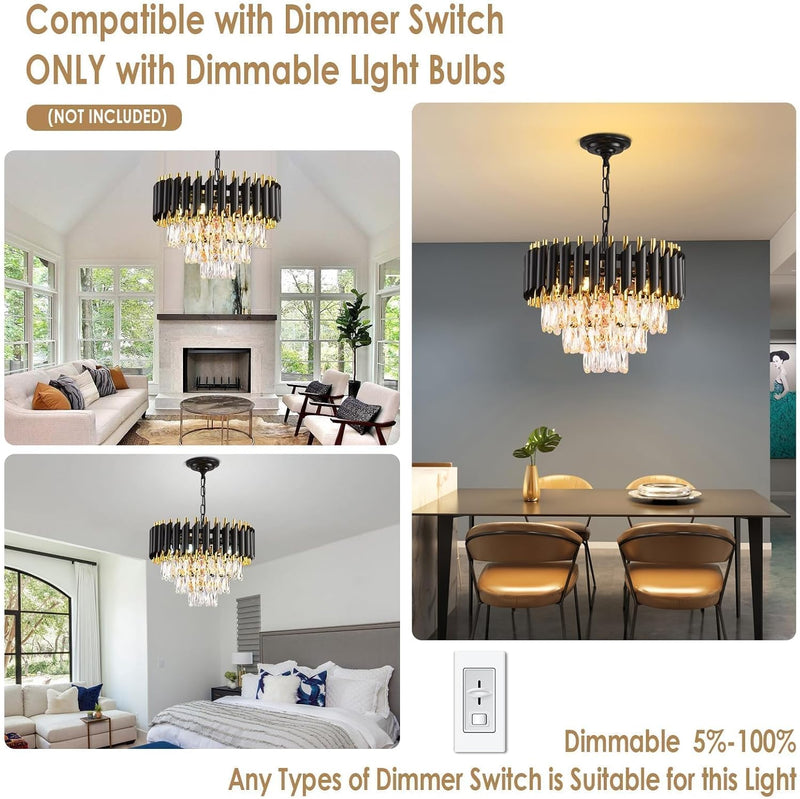 Modern Crystal Chandeliers 4-Tier K9 Round Light Fixture