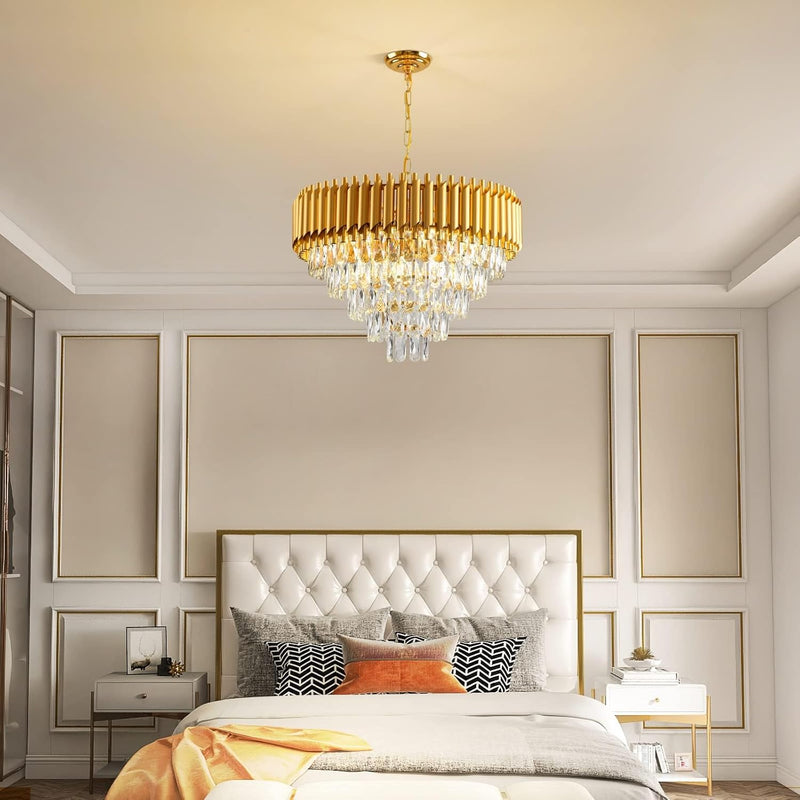 Modern Crystal Chandeliers 4-Tier K9 Round Light Fixture