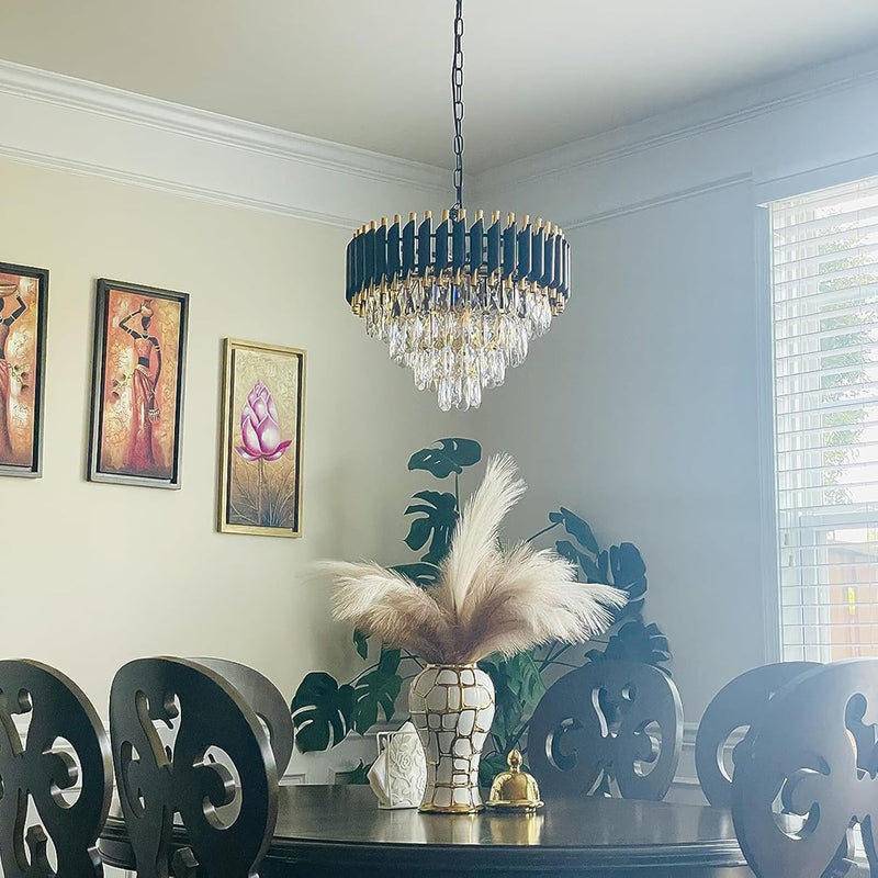 Modern Crystal Chandeliers 4-Tier K9 Round Light Fixture