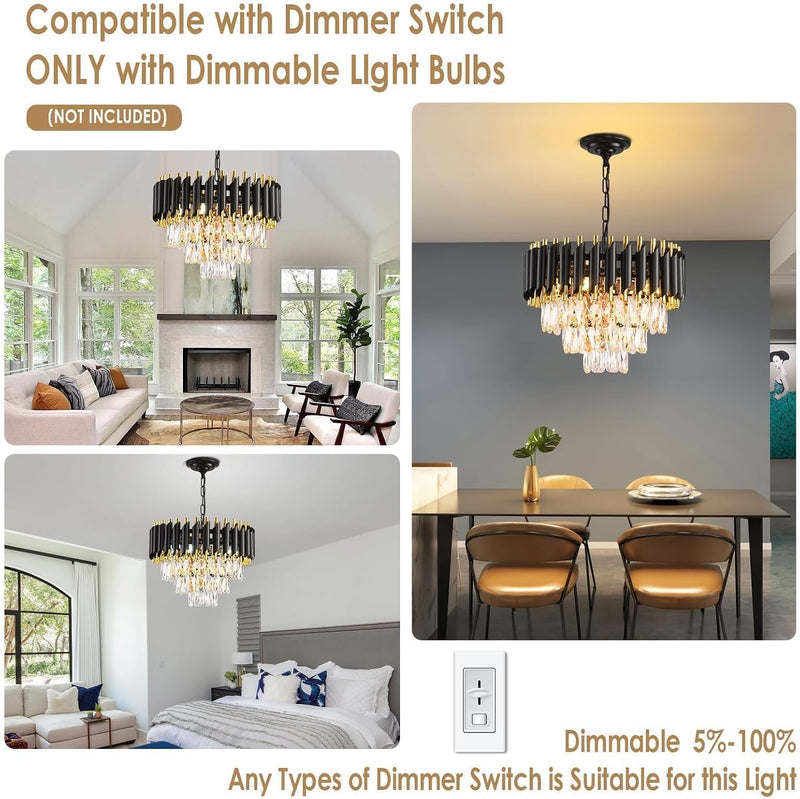 Modern Crystal Chandeliers 4-Tier K9 Round Light Fixture