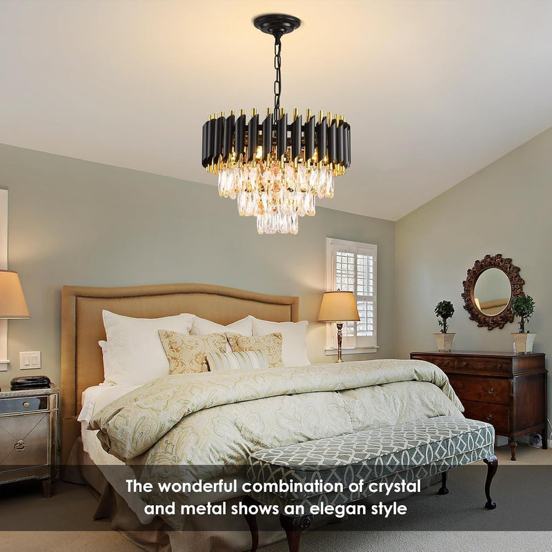 Modern Crystal Chandeliers 4-Tier K9 Round Light Fixture