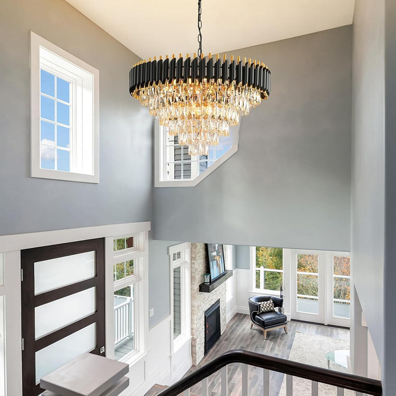 Modern Crystal Chandeliers 4-Tier K9 Round Light Fixture