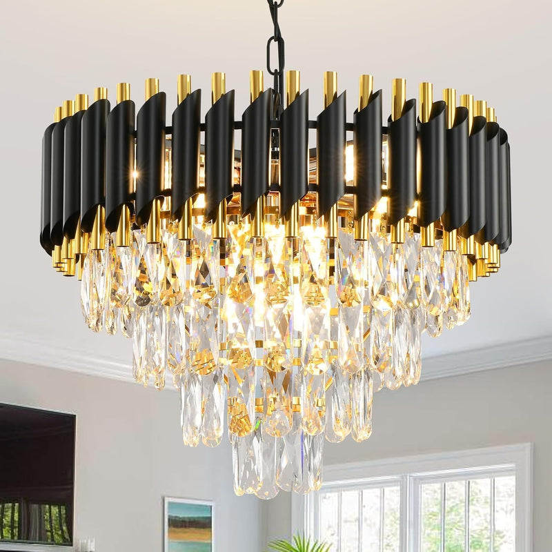 Modern Crystal Chandeliers 4-Tier K9 Round Light Fixture