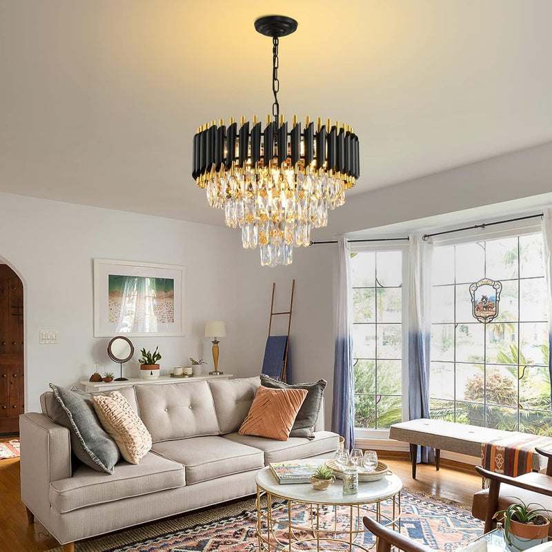 Modern Crystal Chandeliers 4-Tier K9 Round Light Fixture