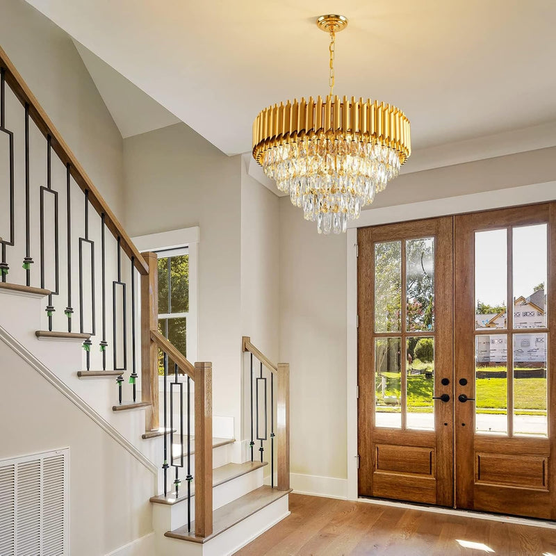 Modern Crystal Chandeliers 4-Tier K9 Round Light Fixture