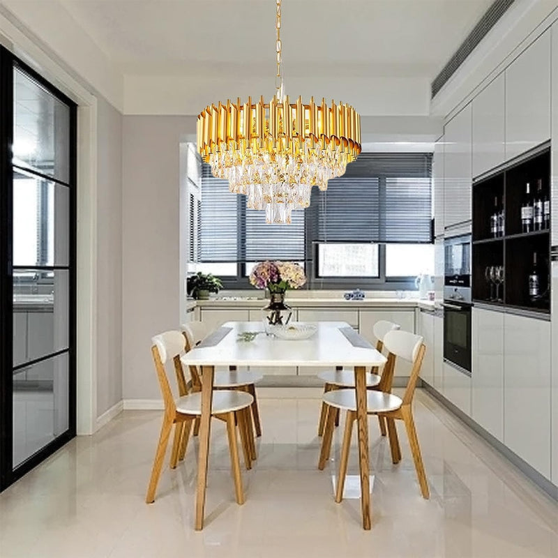 Modern Crystal Chandeliers 4-Tier K9 Round Light Fixture