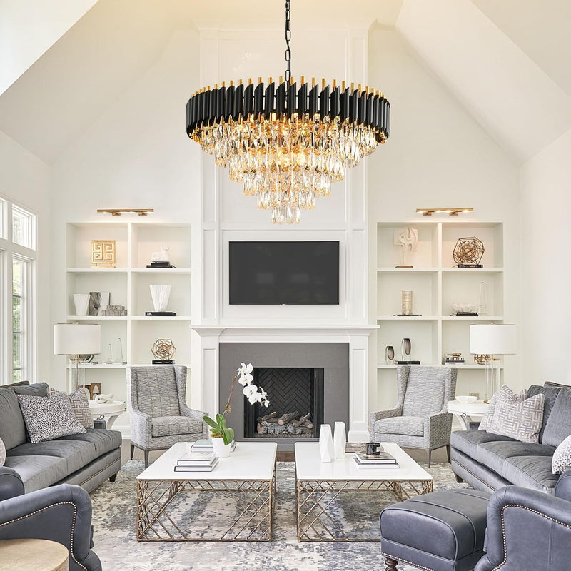 Modern Crystal Chandeliers 4-Tier K9 Round Light Fixture
