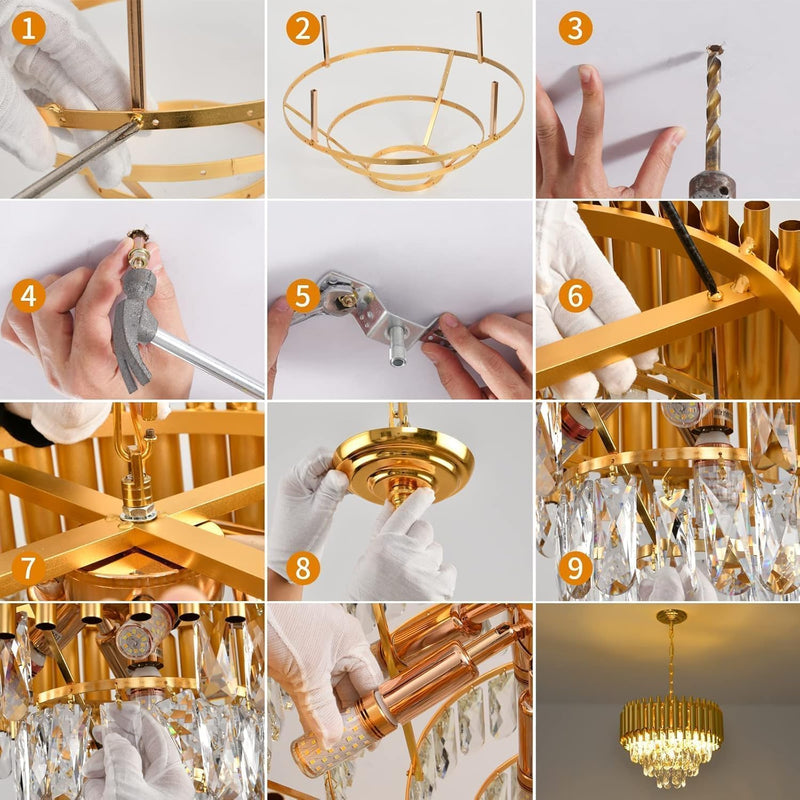 Modern Crystal Chandeliers 4-Tier K9 Round Light Fixture
