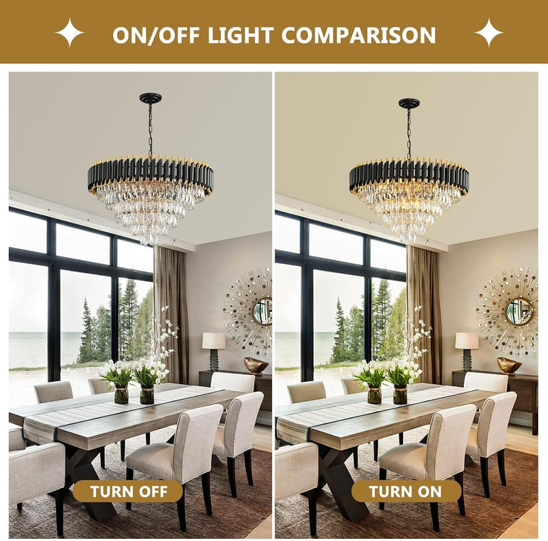Modern Crystal Chandeliers 4-Tier K9 Round Light Fixture