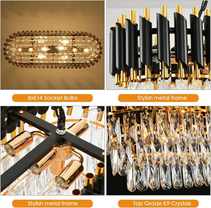 Modern Crystal Chandeliers 4-Tier K9 Round Light Fixture