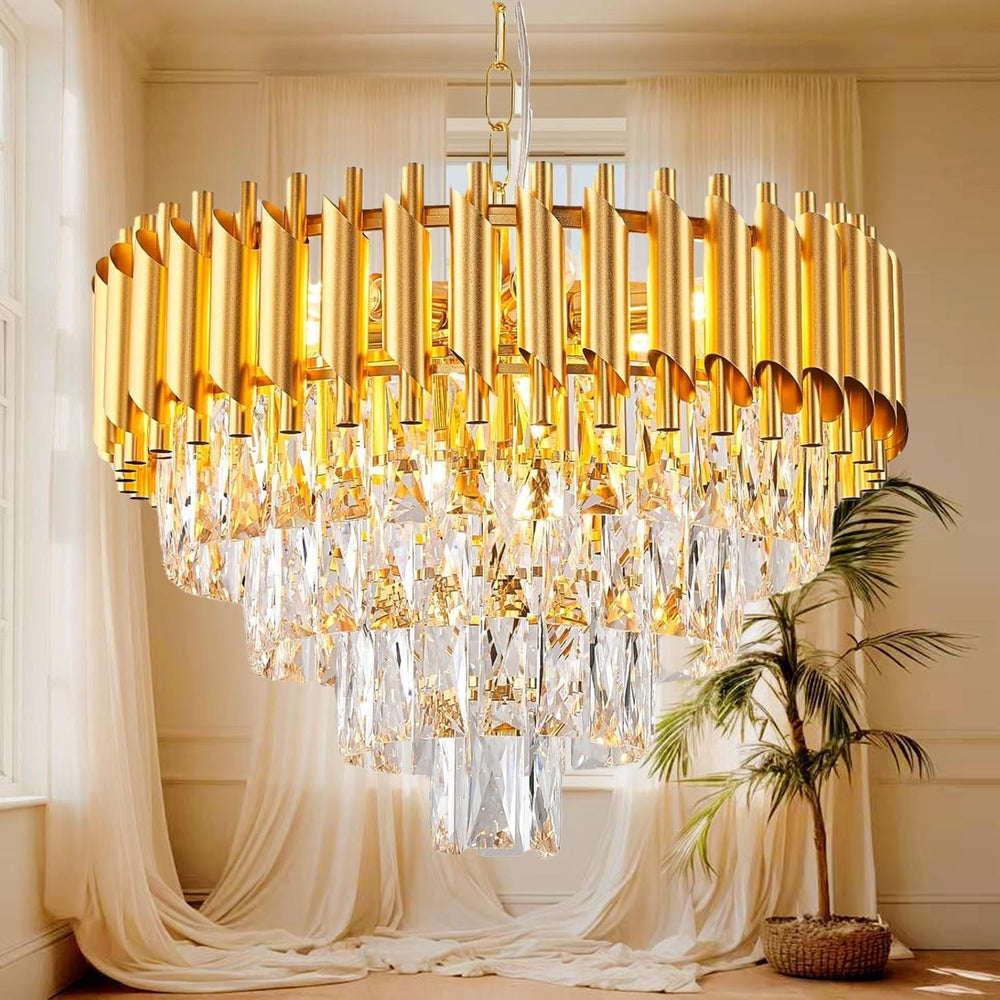 Modern Crystal Chandeliers 4-Tier K9 Round Light Fixture