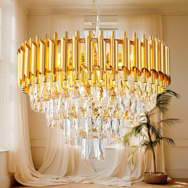 Modern Crystal Chandeliers 4-Tier K9 Round Light Fixture