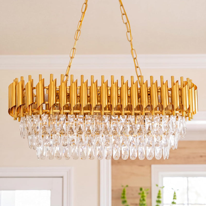 Modern Crystal Chandeliers 4-Tier K9 Round Light Fixture