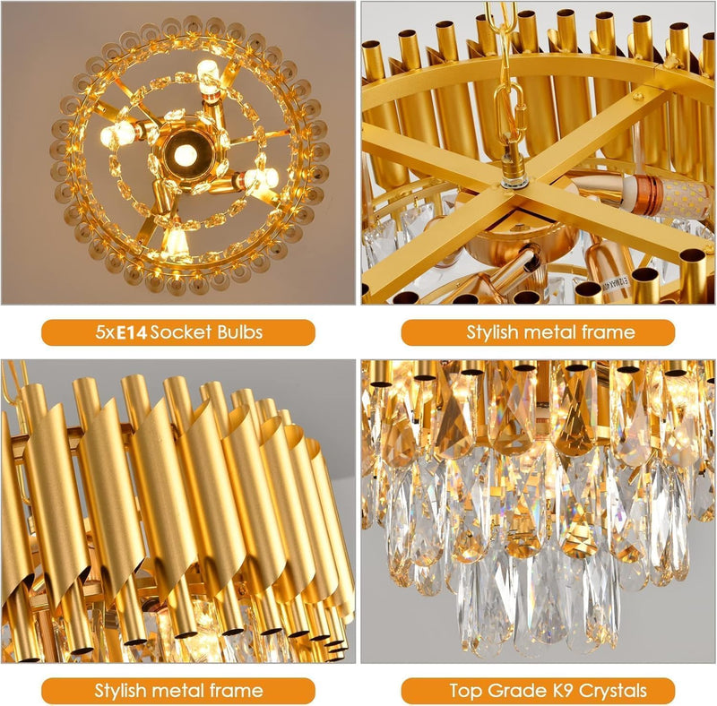 Modern Crystal Chandeliers 4-Tier K9 Round Light Fixture