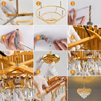 Modern Crystal Chandeliers 4-Tier K9 Round Light Fixture