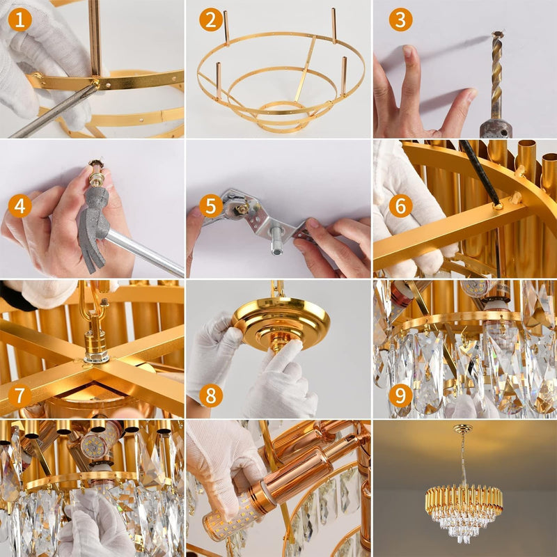 Modern Crystal Chandeliers 4-Tier K9 Round Light Fixture