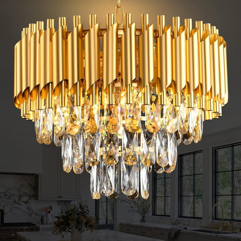 Modern Crystal Chandeliers 4-Tier K9 Round Light Fixture