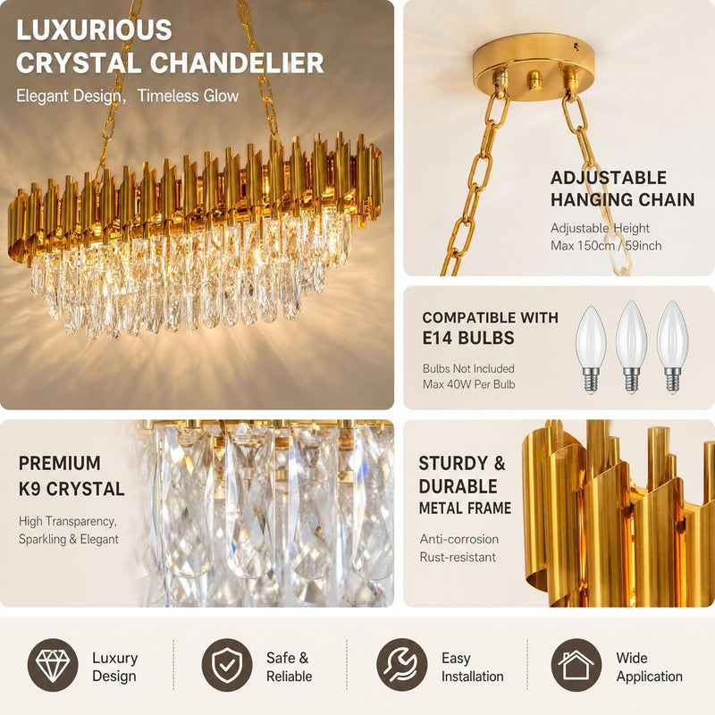 Modern Crystal Chandeliers 4-Tier K9 Round Light Fixture