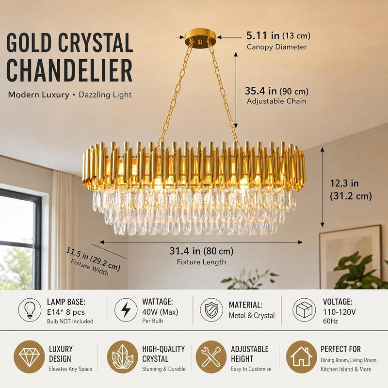 Modern Crystal Chandeliers 4-Tier K9 Round Light Fixture